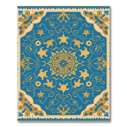 Golden Turtle Blue Medallion Floral Rug