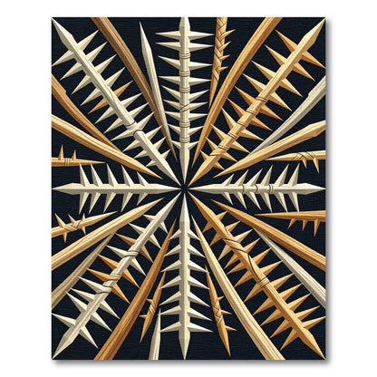 Radiating Spiked Wood Spears Rug