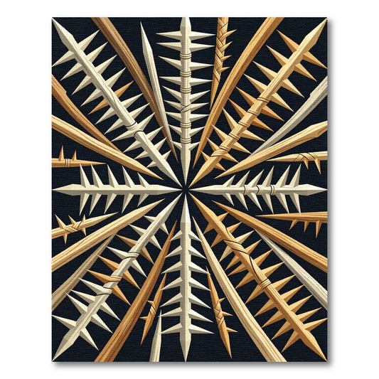 Radiating Spiked Wood Spears Rug