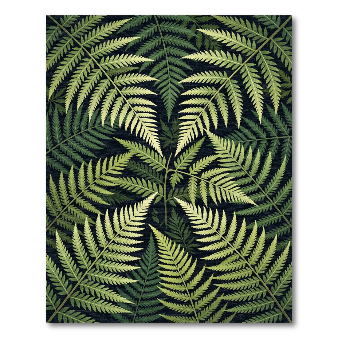 Lush Green Botanical Tropical Ferns Rug