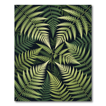 Lush Green Botanical Tropical Ferns Rug
