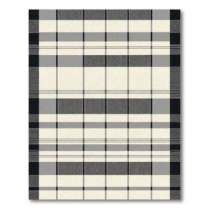 Classic Cream Black Plaid Blocks Rug