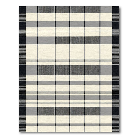 Classic Cream Black Plaid Blocks Rug
