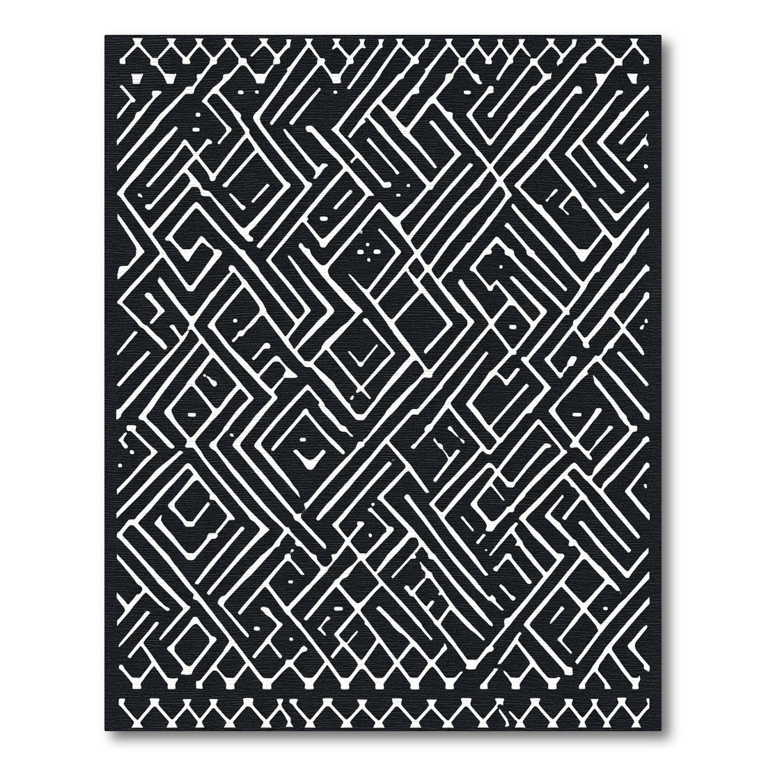Navajo Diamond Black White Geometric Rug
