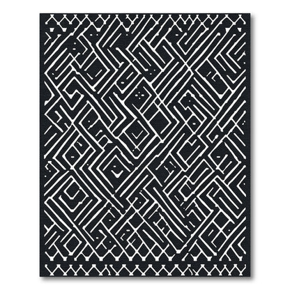 Navajo Diamond Black White Geometric Rug
