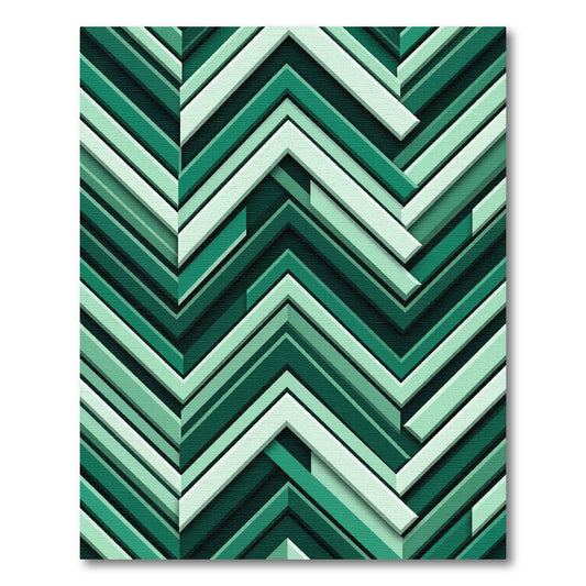 Emerald Chevron Layered Geometric Rug