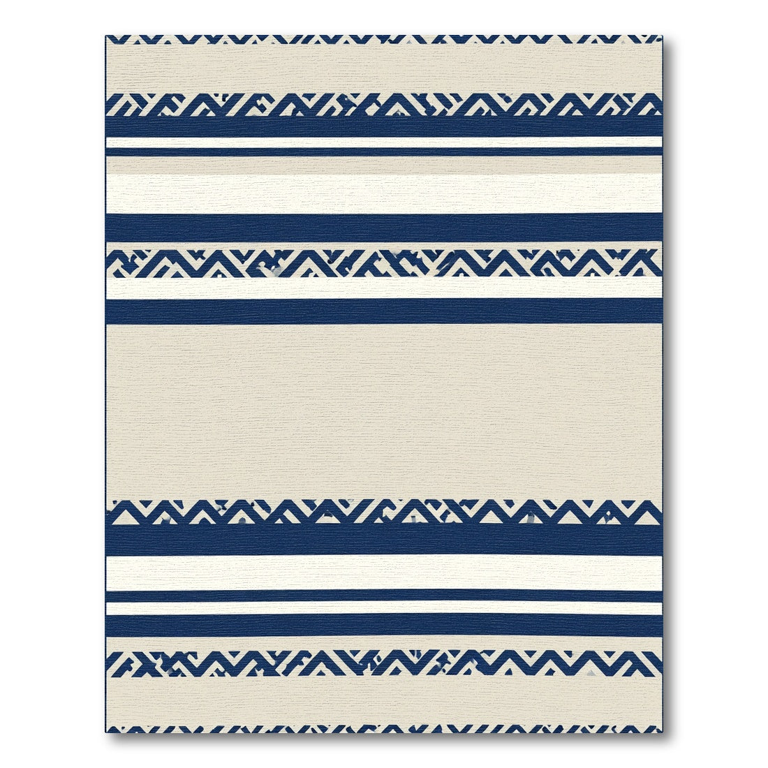 Navy Blue Coastal Stripe Geometric Rug