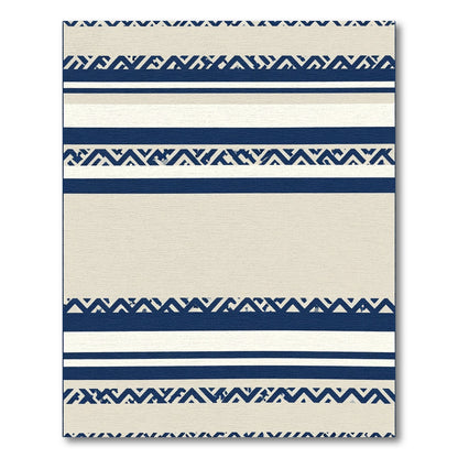 Navy Blue Coastal Stripe Geometric Rug
