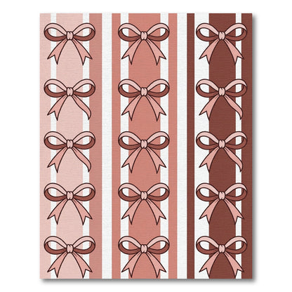 Chic Blush Brown Striped Bows Rug