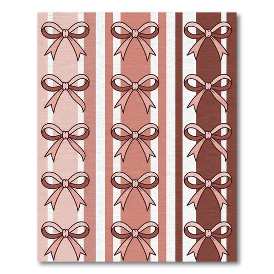 Chic Blush Brown Striped Bows Rug
