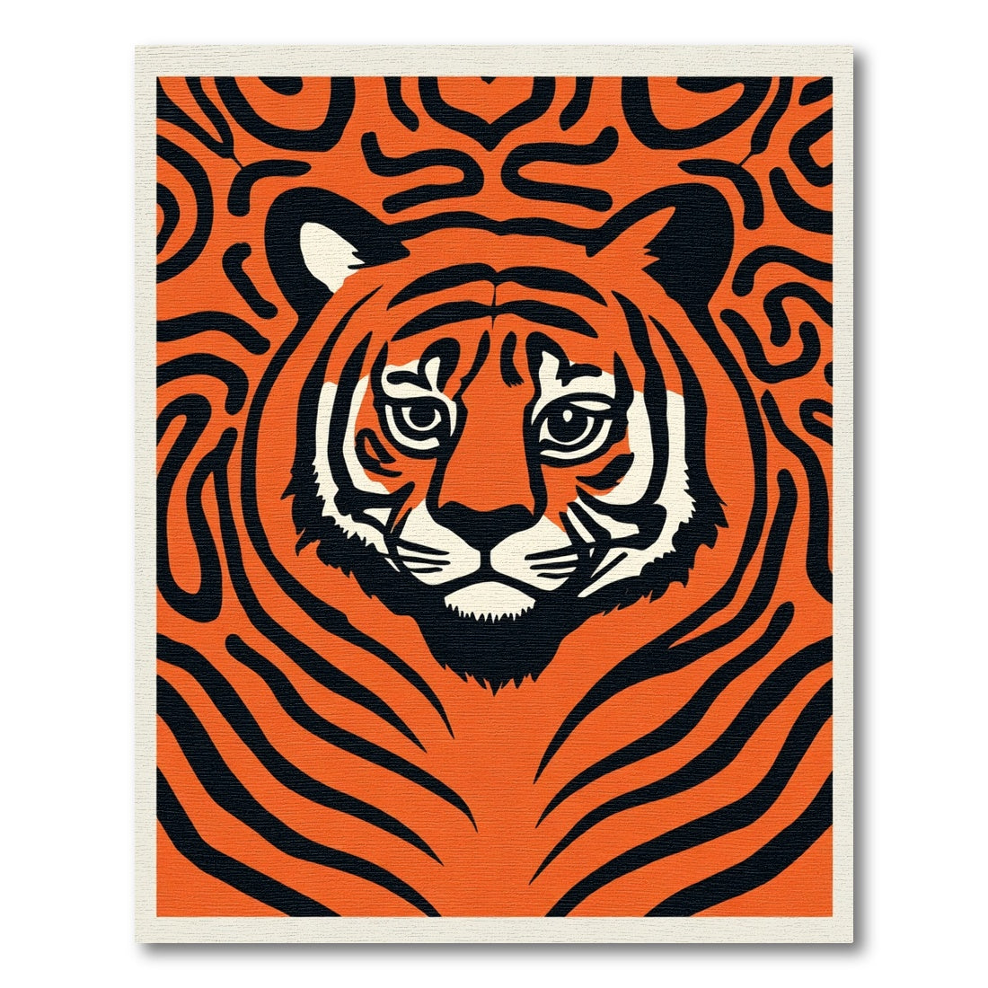 Bold Orange Tiger Face Graphic Rug