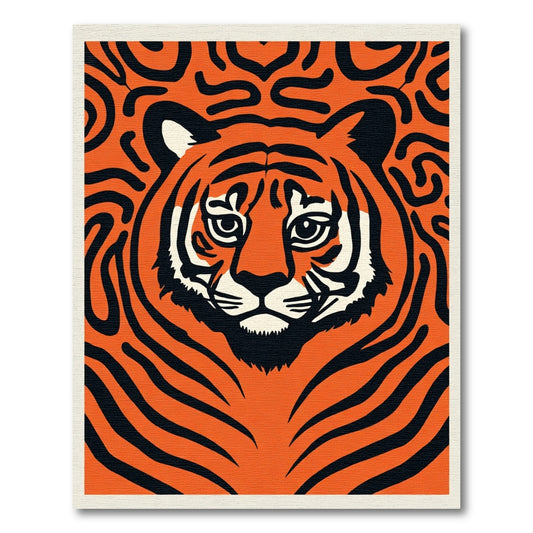 Bold Orange Tiger Face Graphic Rug