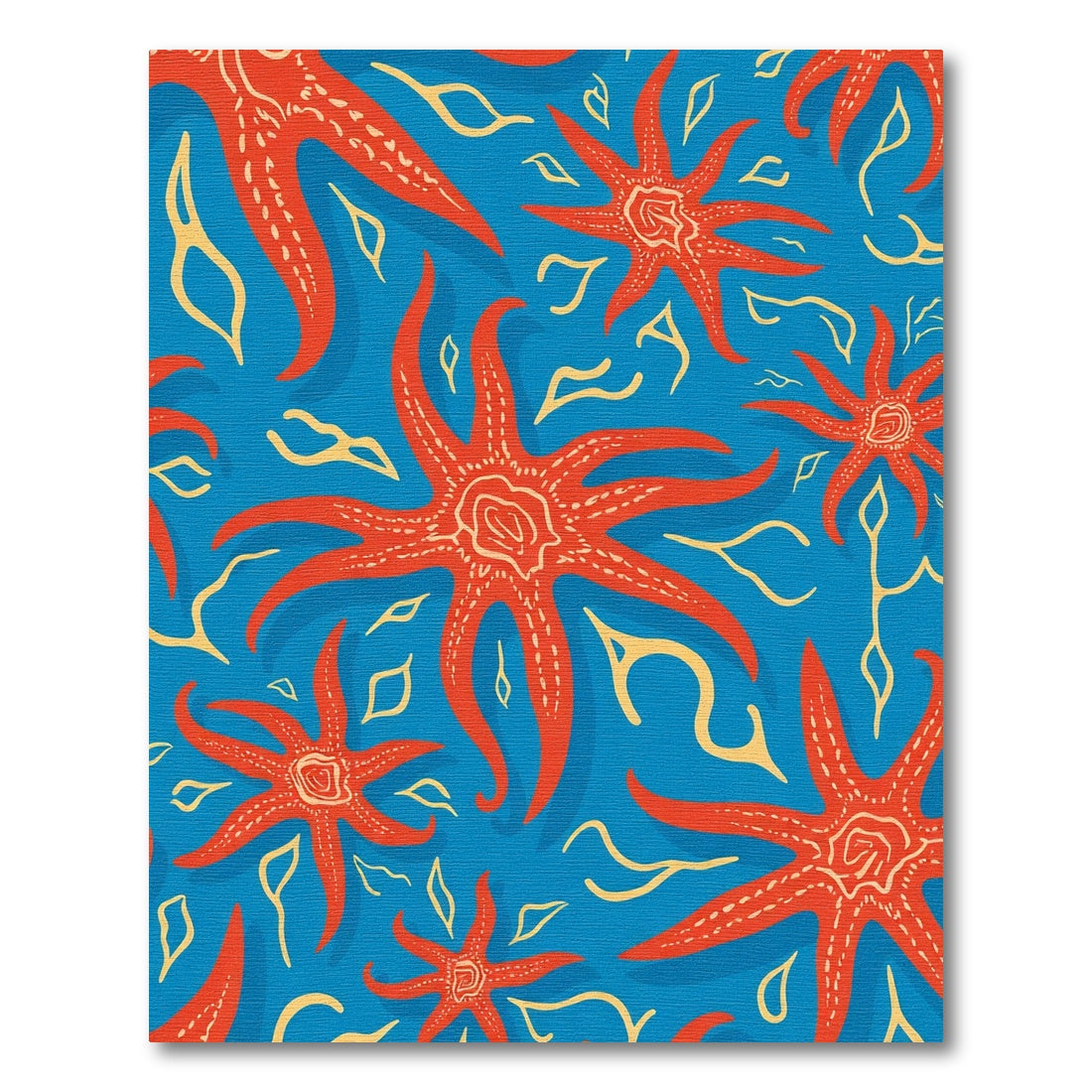 Azure Orange Starfish Swirls Rug