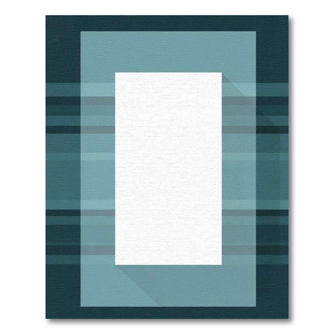 Teal Geometric Bands Abstract Rug