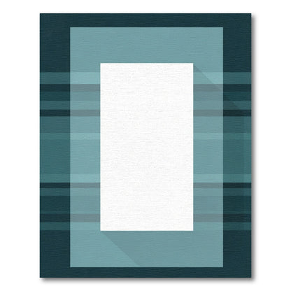 Teal Geometric Bands Abstract Rug