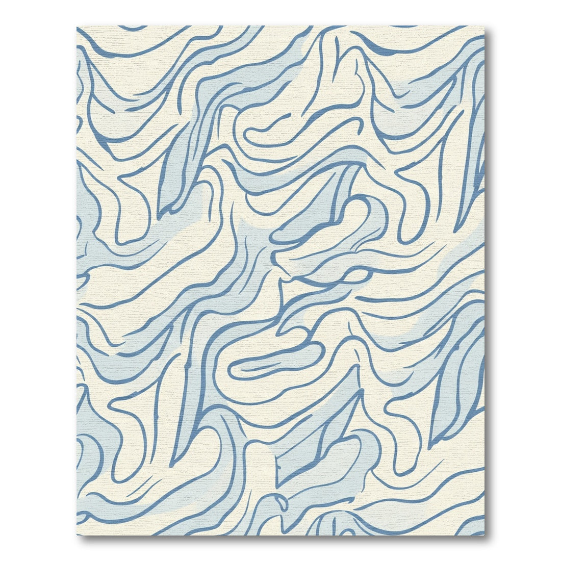 Abstract Blue Wavy Organic Flow Rug