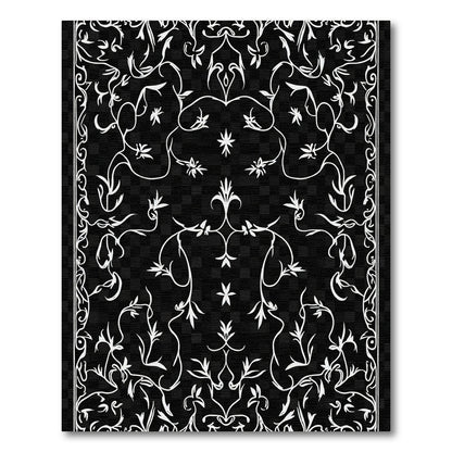 White Vine Scroll Damask Rug