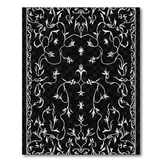 White Vine Scroll Damask Rug