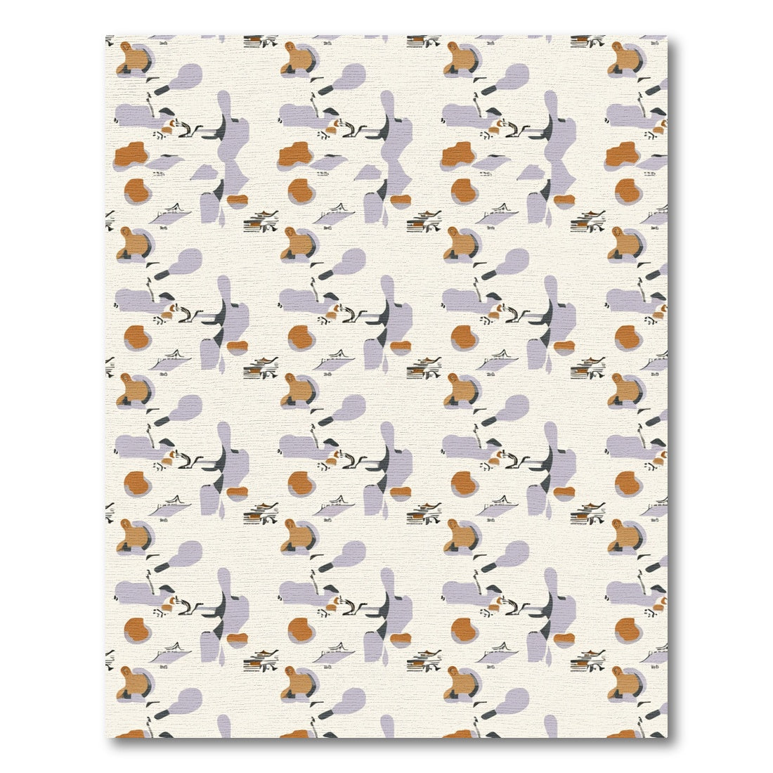 Abstract Ochre Lilac Organic Forms Rug
