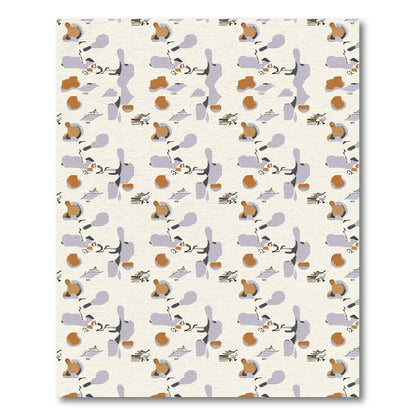 Abstract Ochre Lilac Organic Forms Rug