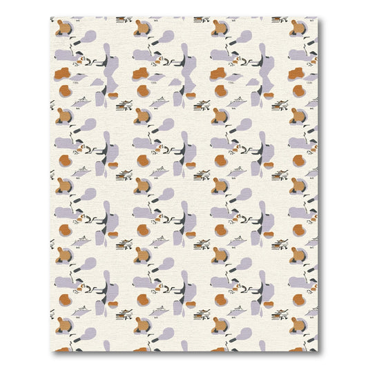 Abstract Ochre Lilac Organic Forms Rug