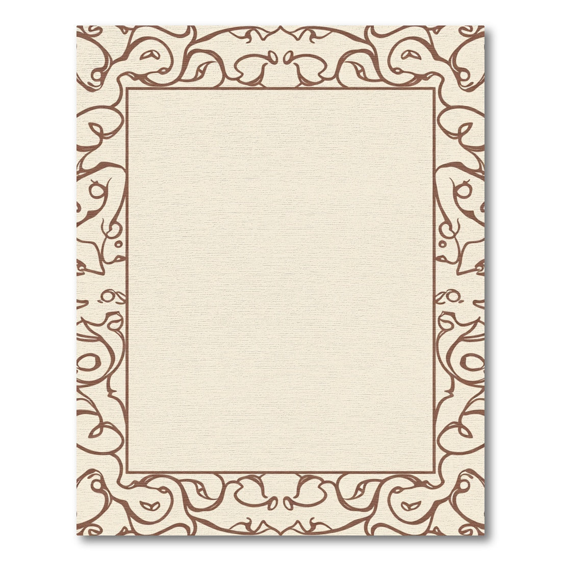 Ornate Brown Bordered Cream Medallion Rug