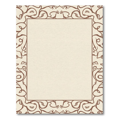 Ornate Brown Bordered Cream Medallion Rug