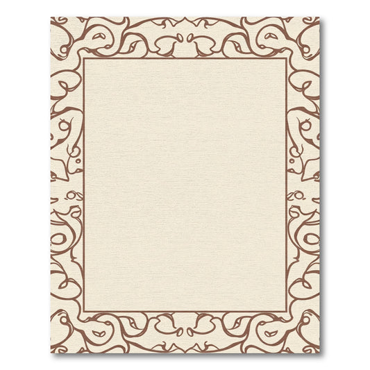 Ornate Brown Bordered Cream Medallion Rug