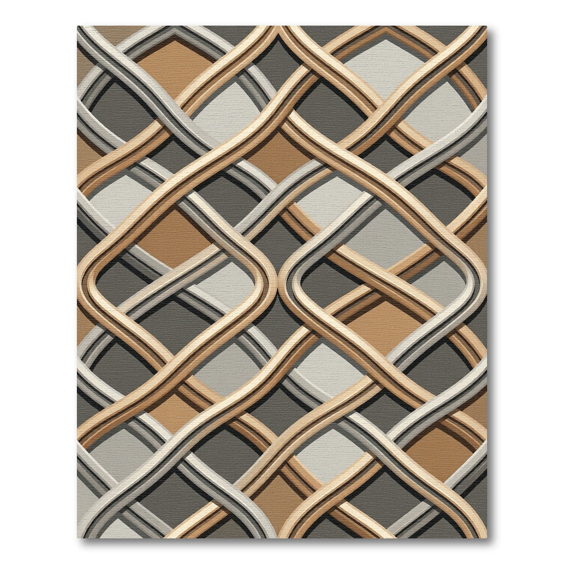 Modern Gold and Silver Interwoven Lattice Rug