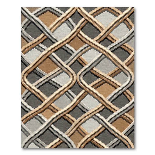 Modern Gold and Silver Interwoven Lattice Rug