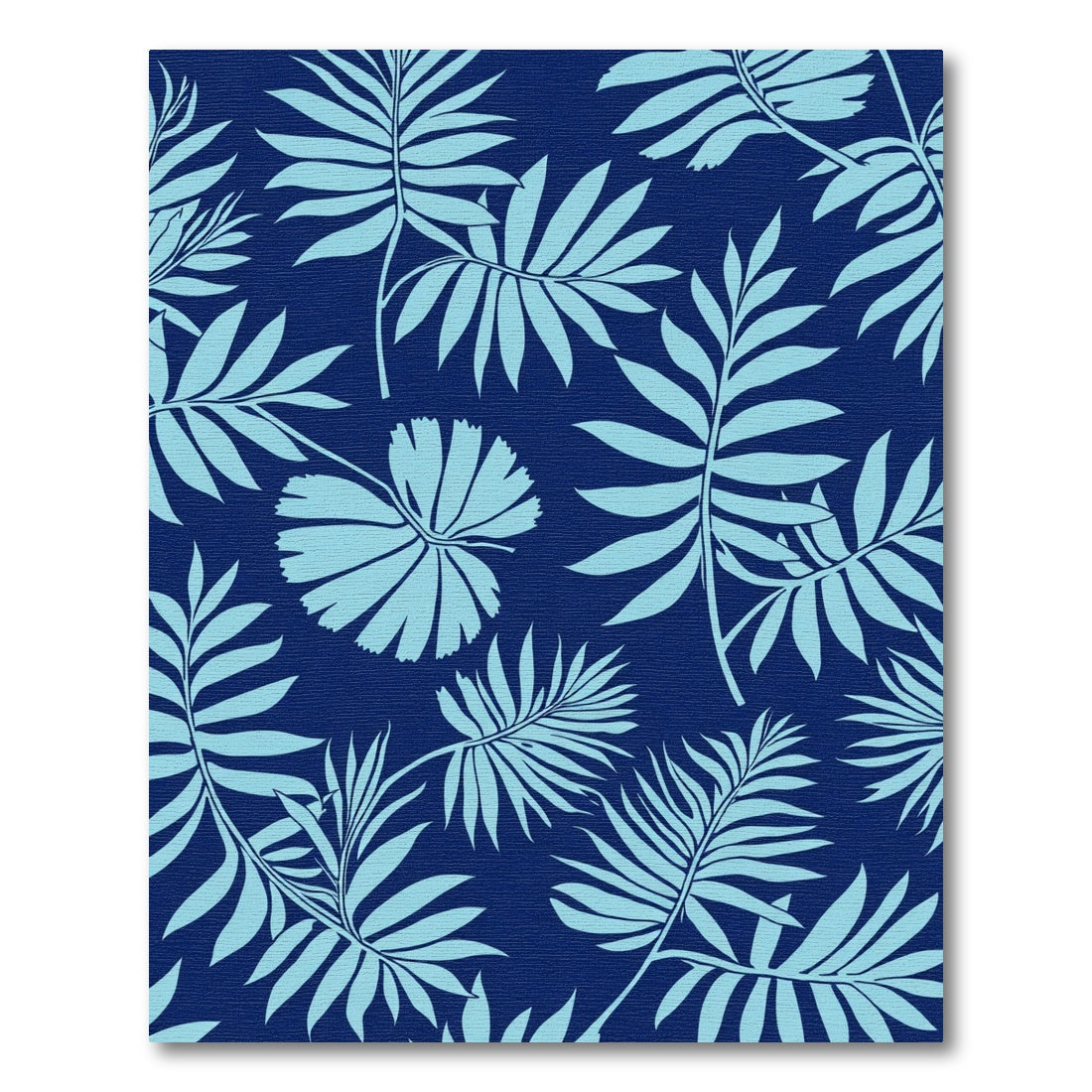 Tropical Blue Leaf Silhouette Rug
