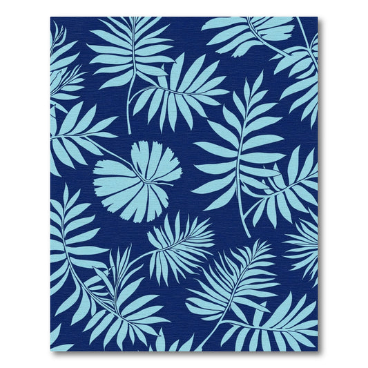 Tropical Blue Leaf Silhouette Rug