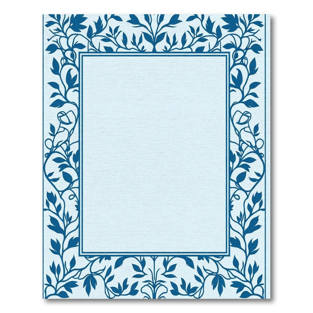 Dark Blue Vine Border Art Rug
