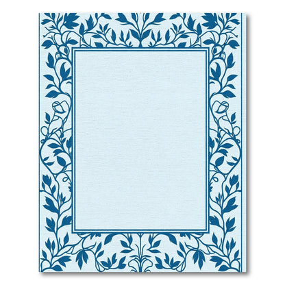 Dark Blue Vine Border Art Rug