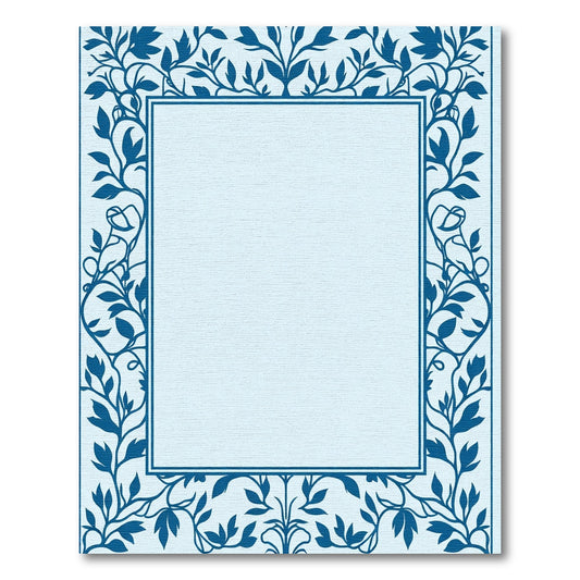 Dark Blue Vine Border Art Rug