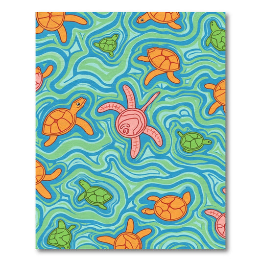 Orange Green Turtle Swirl Sea Rug