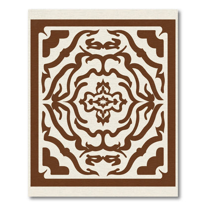 Brown Cream Ornate Medallion Frame Rug