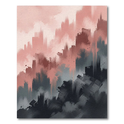Blush Gray Abstract Vertical Brushstrokes Rug