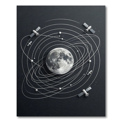 Celestial Moon Orbit Satellite Monochrome Piece Rug