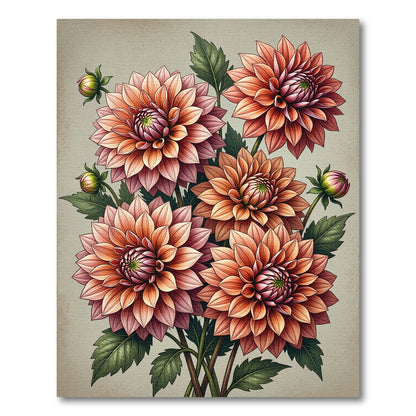 Golden Peach Dahlia Floral Bouquet Rug