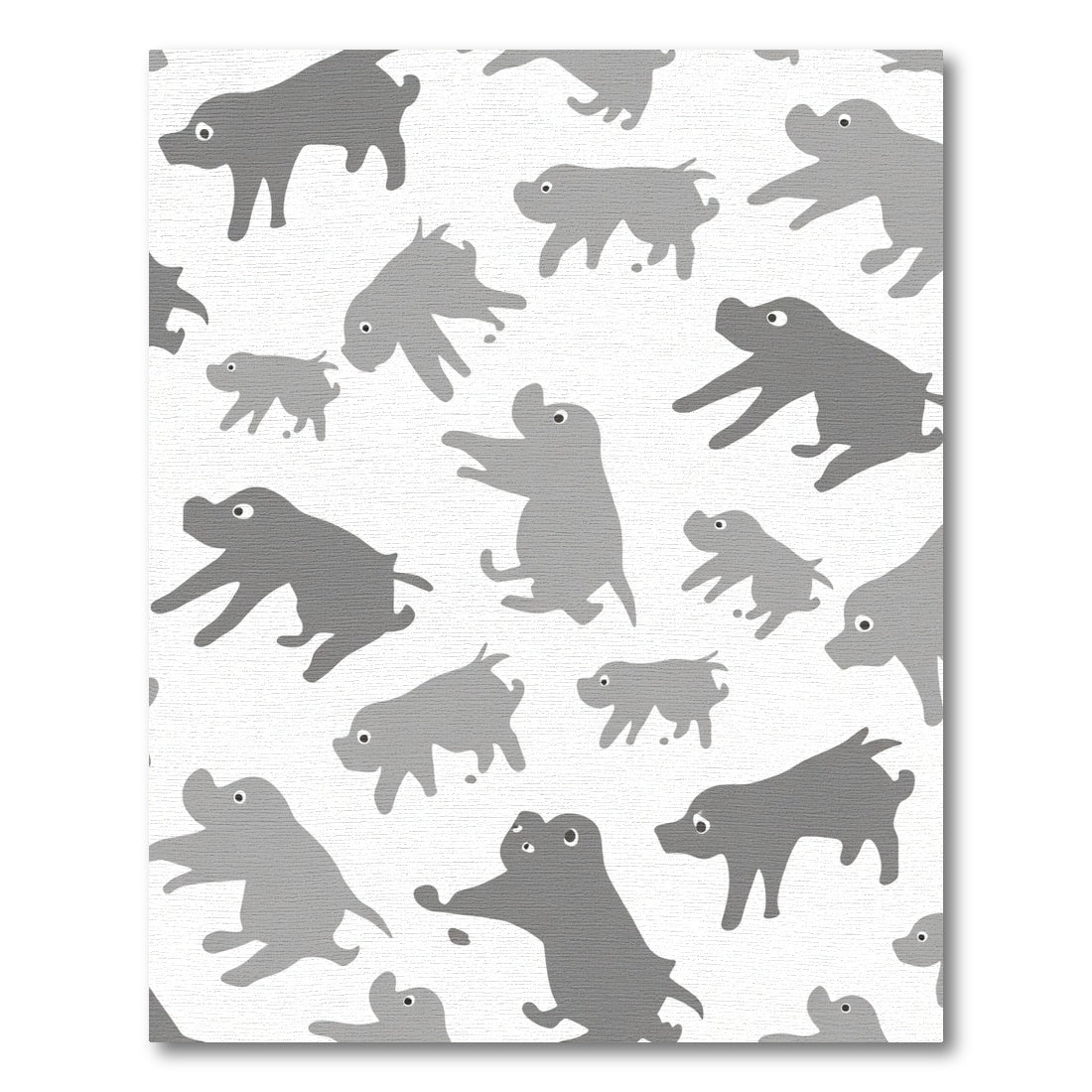 Whimsical Gray Dog Pattern Rug