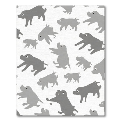 Whimsical Gray Dog Pattern Rug