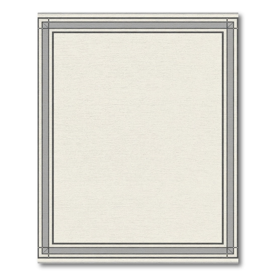 Minimalist Cream Gray Geometric Border Rug