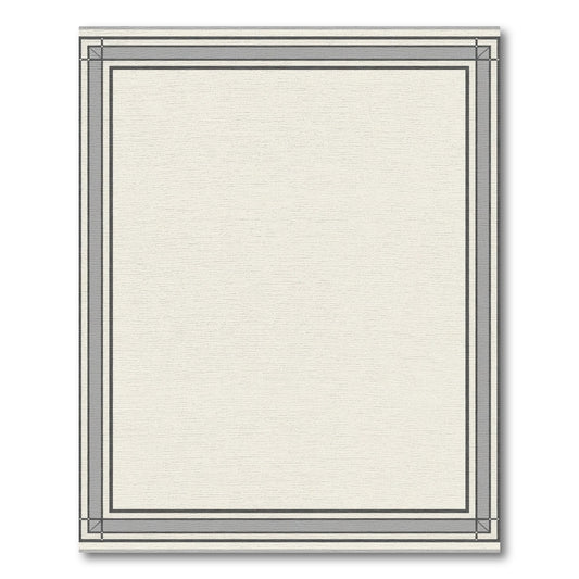Minimalist Cream Gray Geometric Border Rug