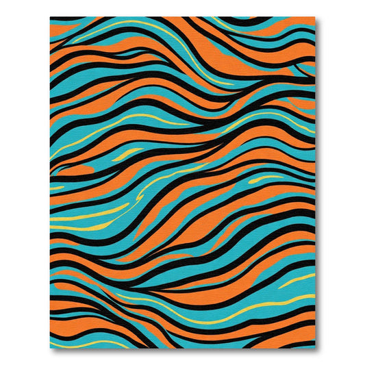 Bold Orange Teal Wavy Stripe Rug