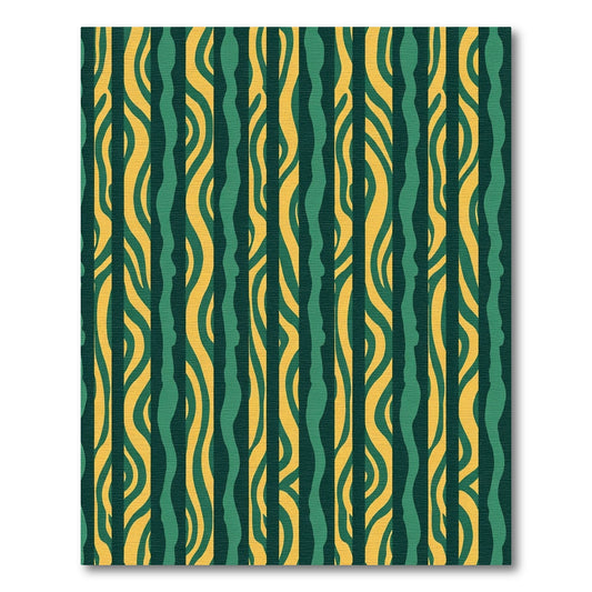 Emerald Gold Wavy Stripe Rug