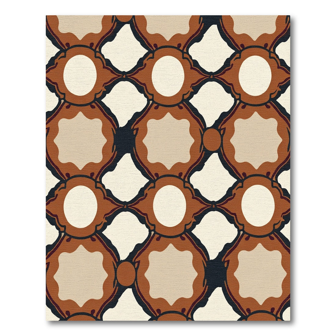 Terracotta Ochre Lattice Circles Rug