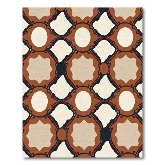 Terracotta Ochre Lattice Circles Rug