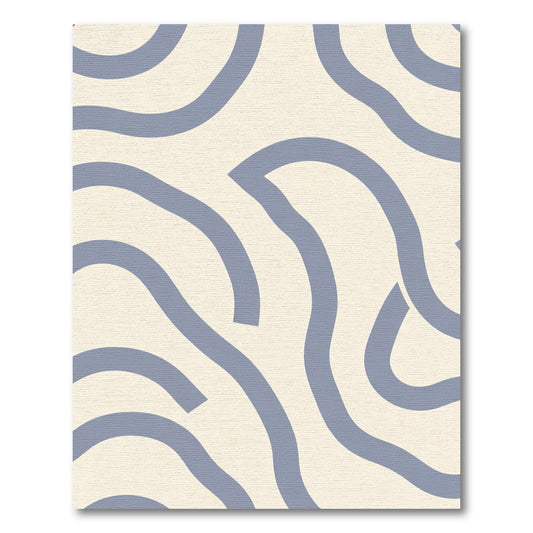 Soft Blue Wavy Organic Abstract Rug