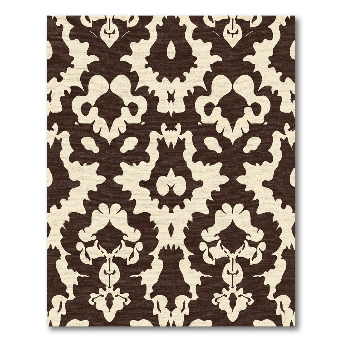 Classic Chocolate and Cream Damask Medallion Rug
